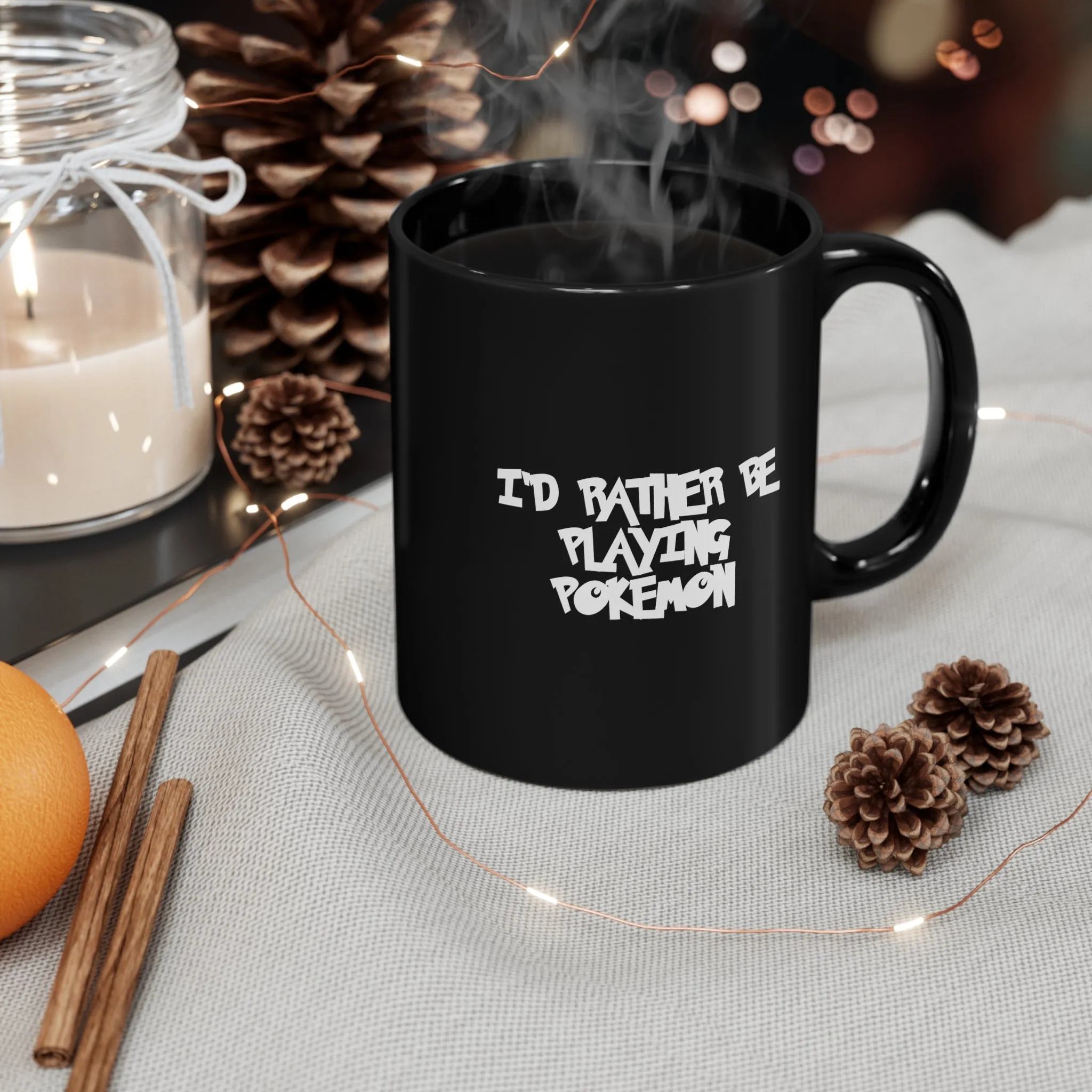 Poke mon I'd Rather Be Playing Black Mug (11oz, 15oz) Mugs Cups Gamer Gift For Him Her Game Cup Cups Mugs Birthday Christmas Valentine's Anniversary Gifts