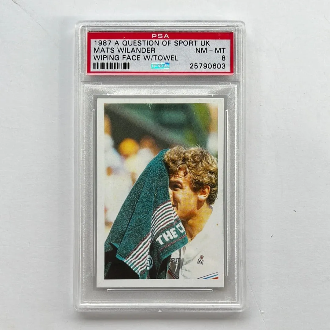 PSA 1987 A QUESTION OF SPORT UK MATS WILANDER NM - MT WIPING FACE W/TOWEL