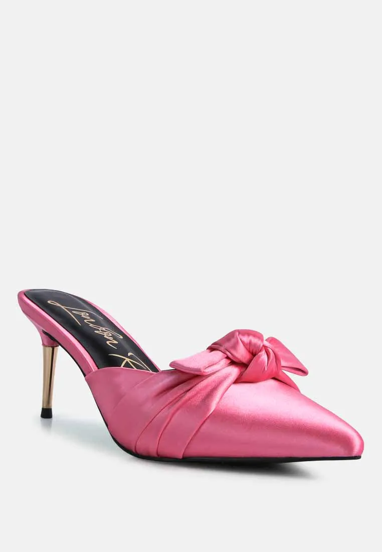 Queenie Satin Stiletto Mule Sandals