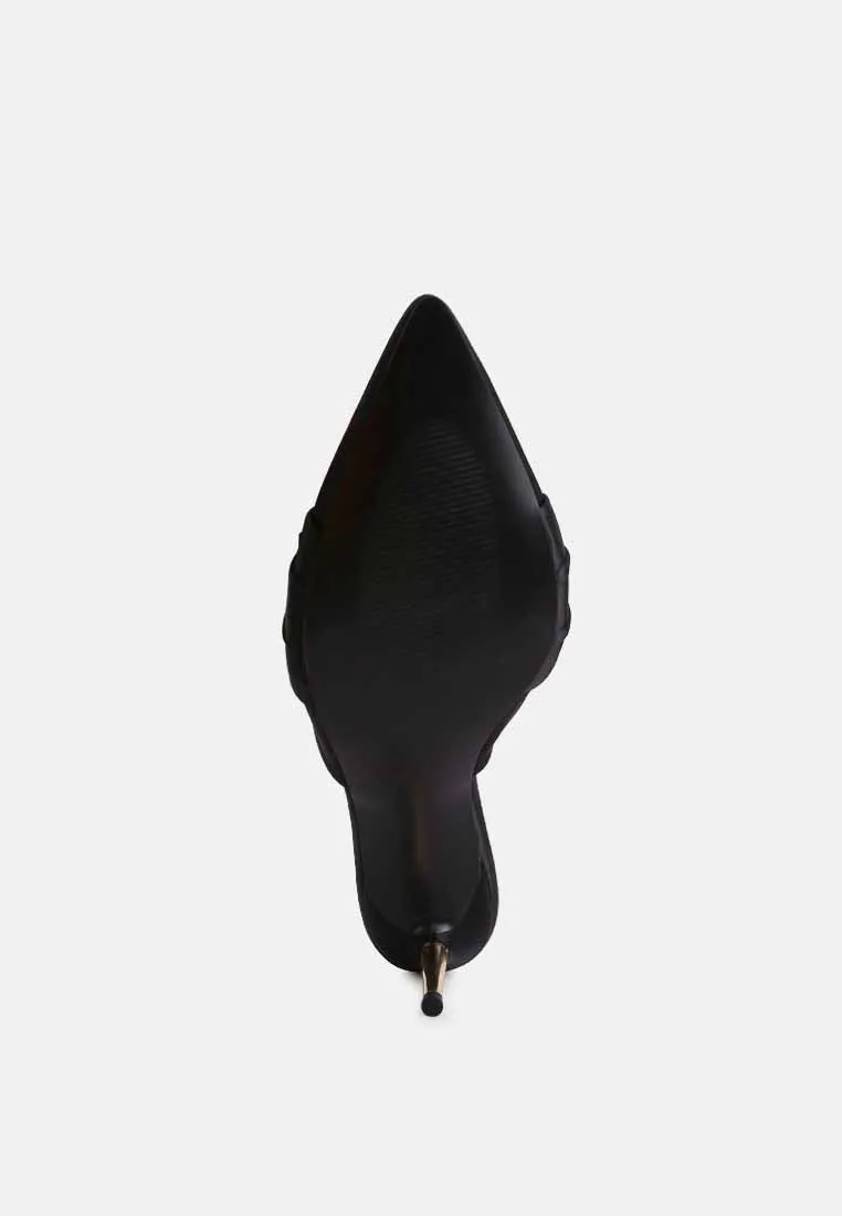 Queenie Satin Stiletto Mule Sandals