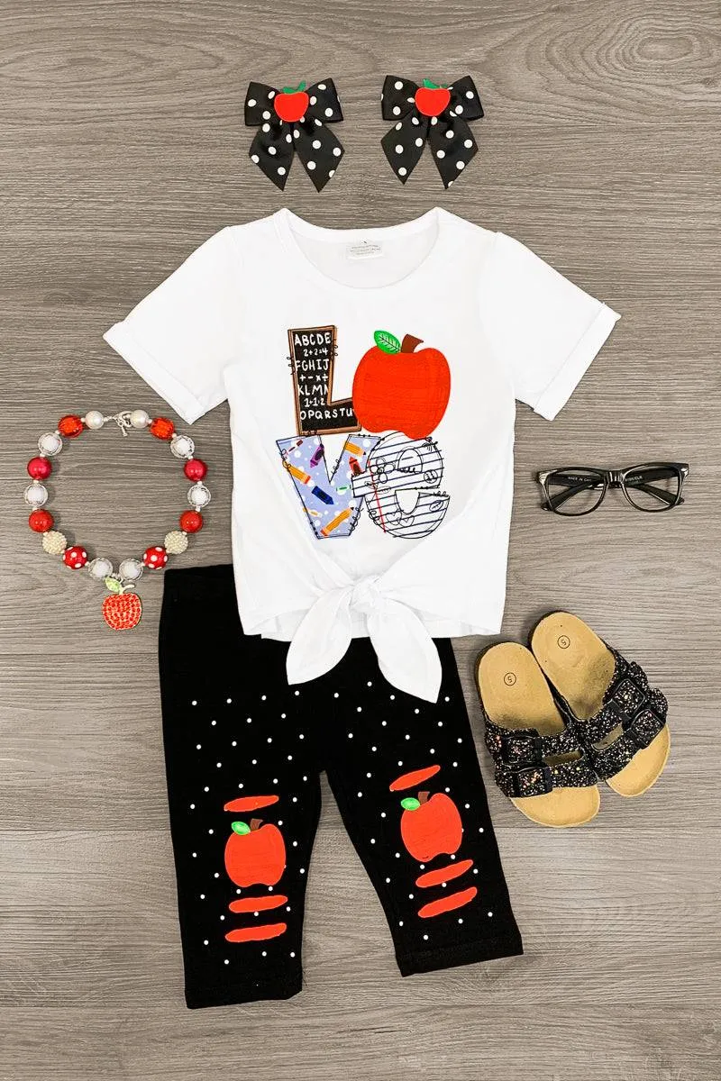 "Love" Polka Dot Apple Legging Set