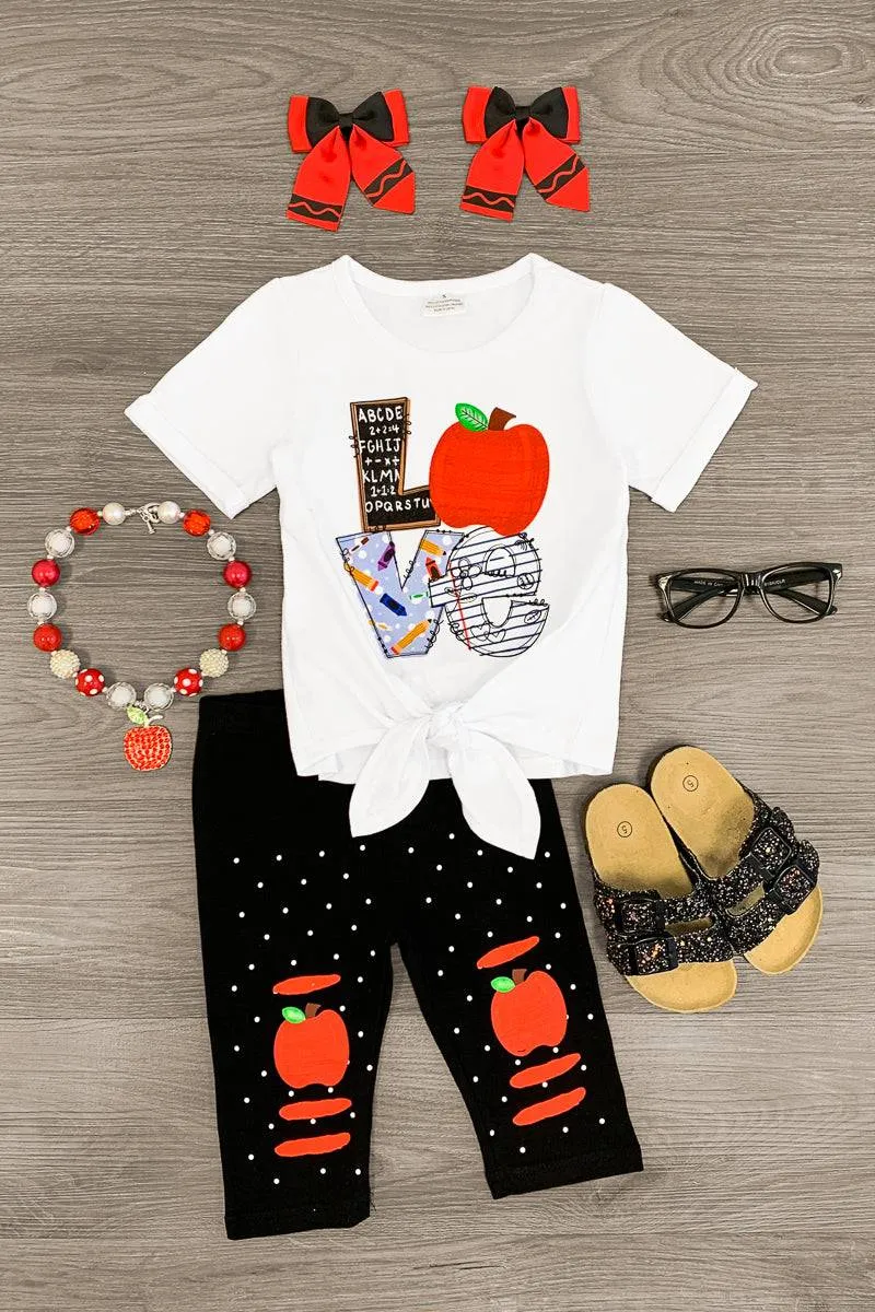 "Love" Polka Dot Apple Legging Set