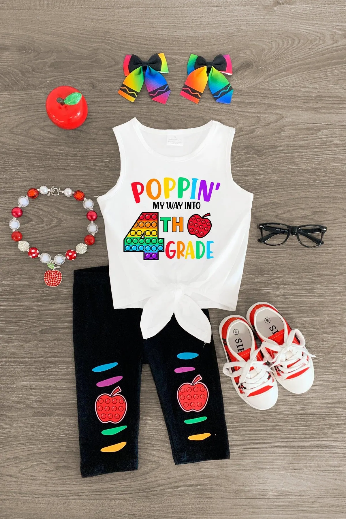 "Poppin' My Way Into Pre-K - 4th Grade" Rainbow Legging Set