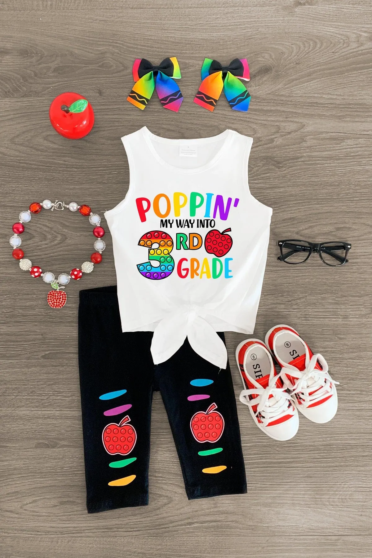 "Poppin' My Way Into Pre-K - 4th Grade" Rainbow Legging Set