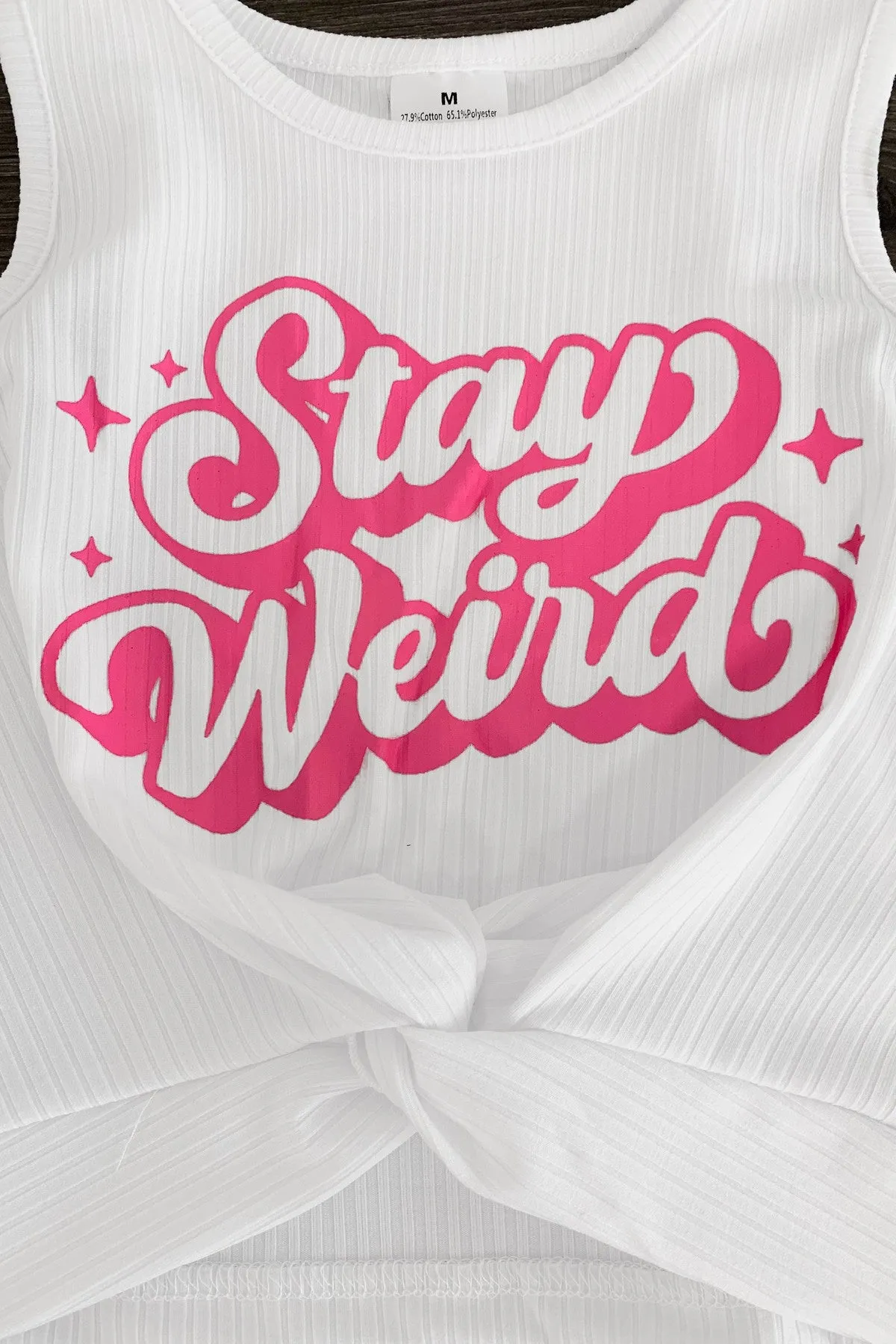 "Stay Weird" Rainbow Sequin Denim Short Set