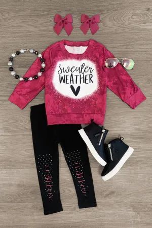 "Sweater Weather" Pink Legging Set