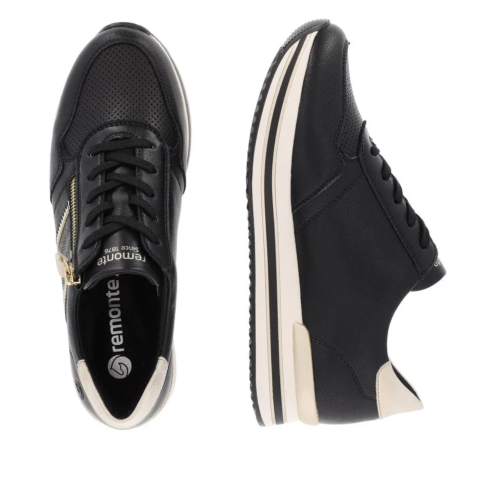 Remonte D1318-01 Rock Black And Gold Leather Trainers