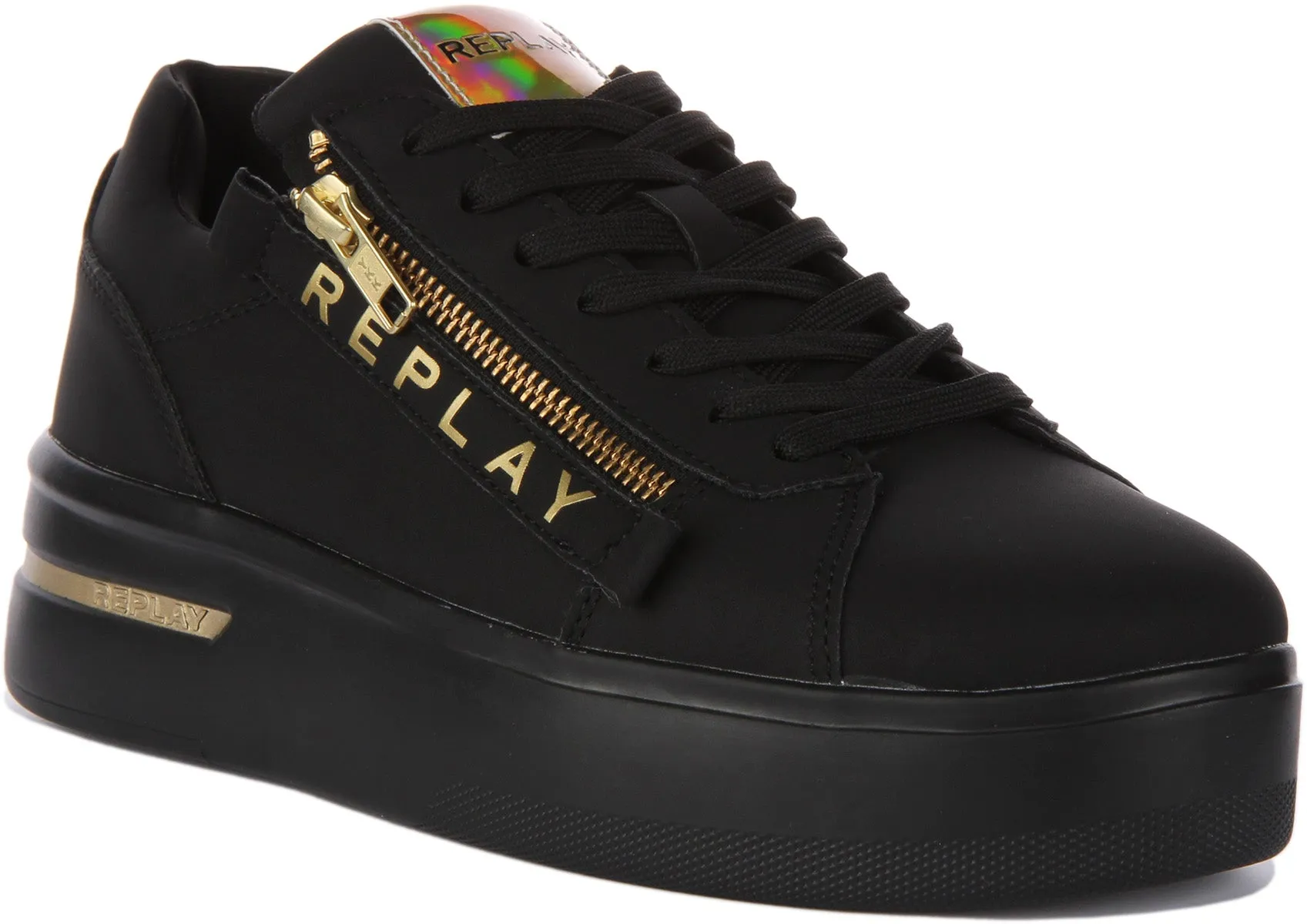 Replay University Zip In Black Gold For Women