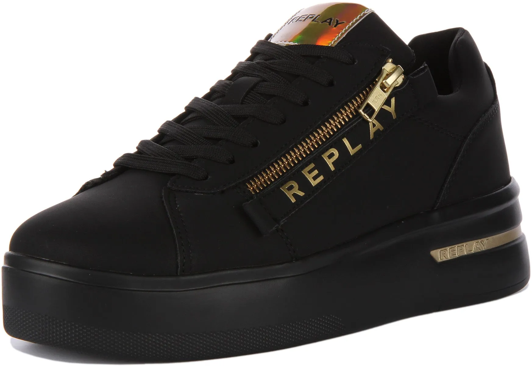 Replay University Zip In Black Gold For Women