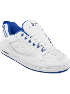 éS The Creager White / Blue Skateboard Shoes