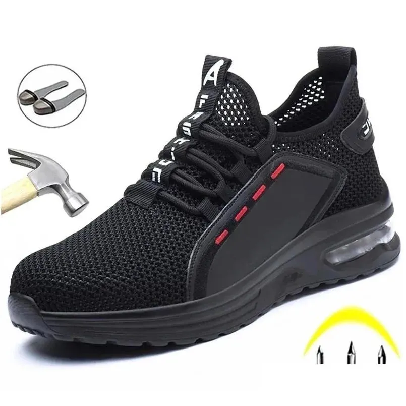 Safety Shoes Breathable Mens Work Shatterproof Steel Toe Caps Boots And Indestructible Construction Sports 240606 Drop Delivery Access Dhxxj