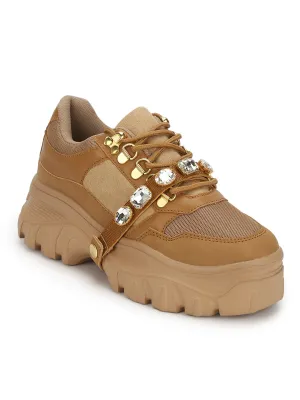 Sand Nubuck Chunky Lace-up Sneakers