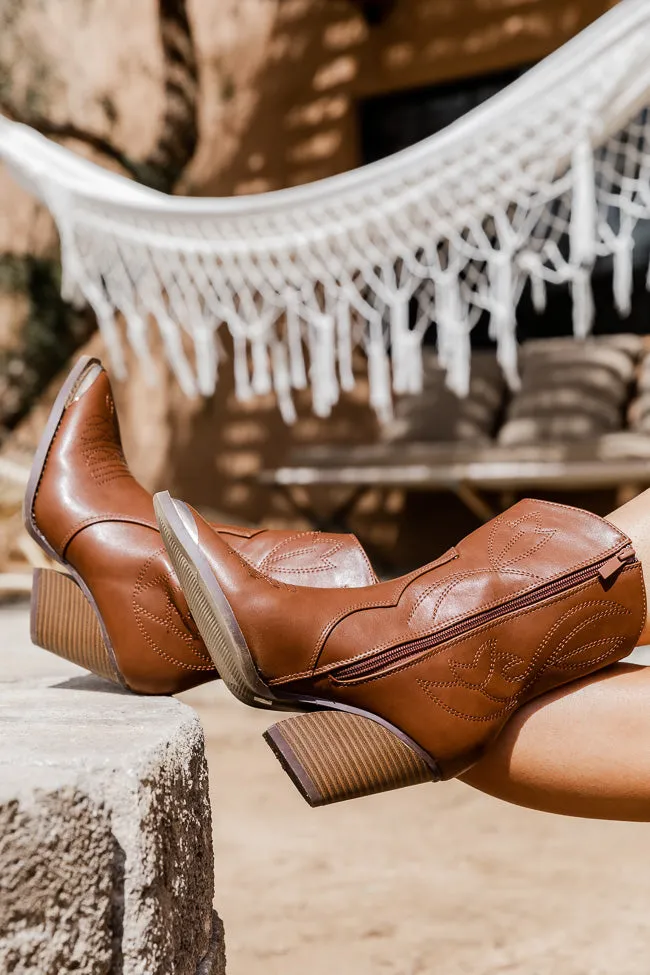 Sara Brown Western Booties with Gold Toe FINAL SALE