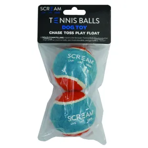 Scream Tennis Balls Medium Blue and Orange Dog Toy 2 Pack