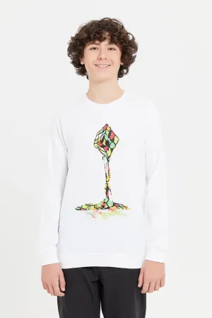 Senior Boys White Melting Dice Sweatshirt