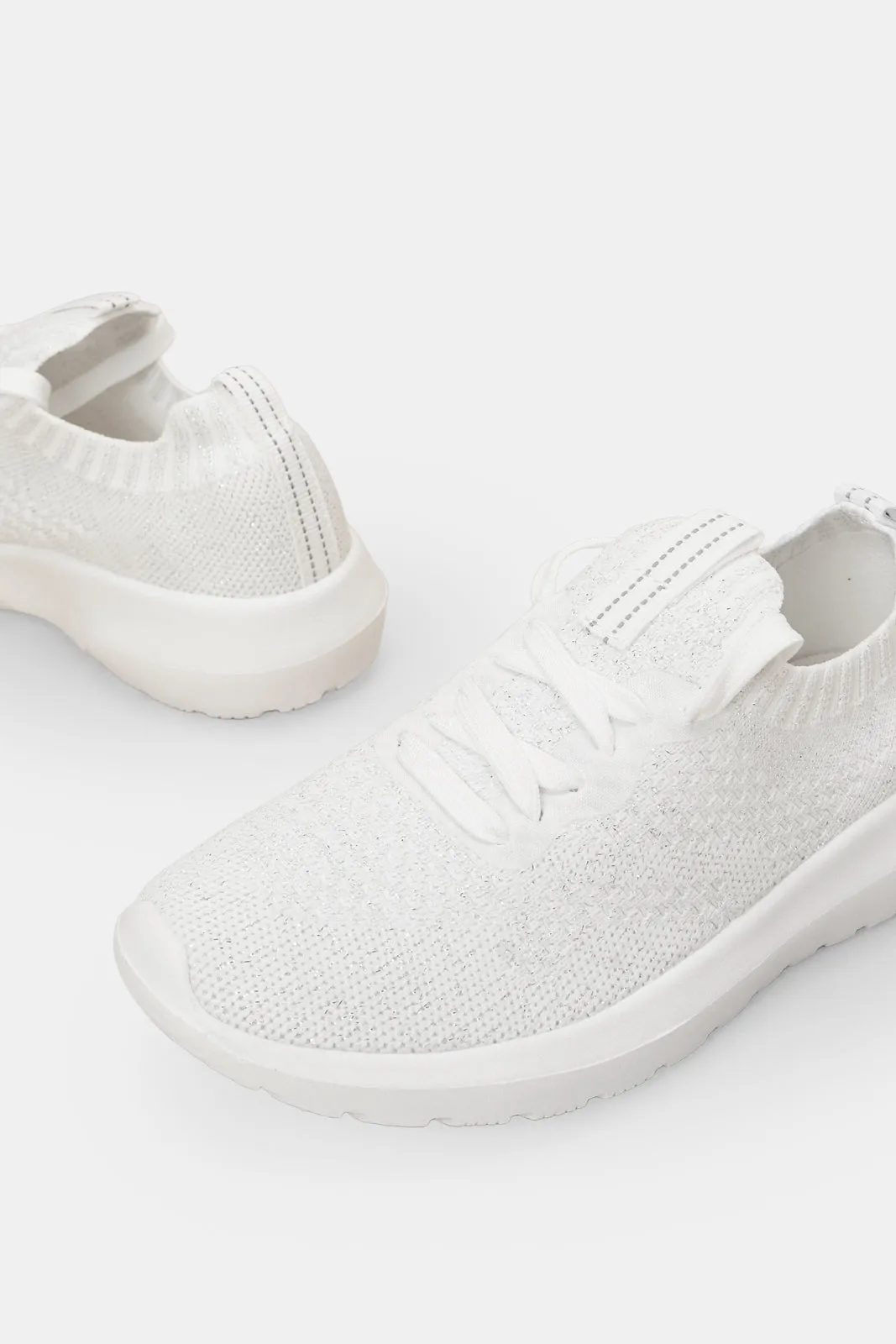 Senior Girls White Fly knit Trainer