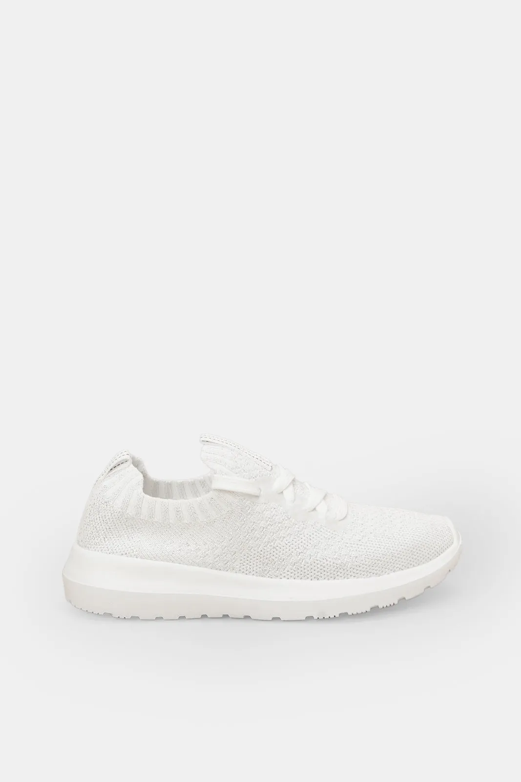 Senior Girls White Fly knit Trainer