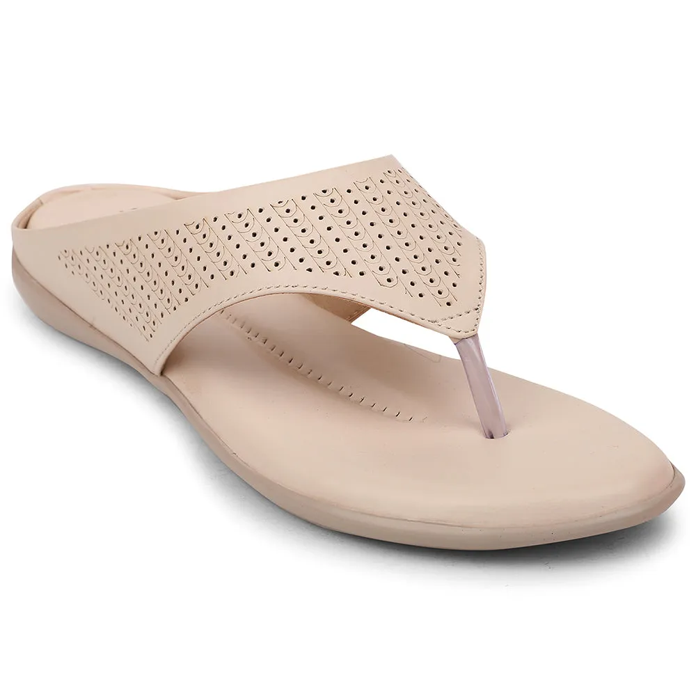 Senorita Cream Casual Slipper For Women AGL-101 By Liberty