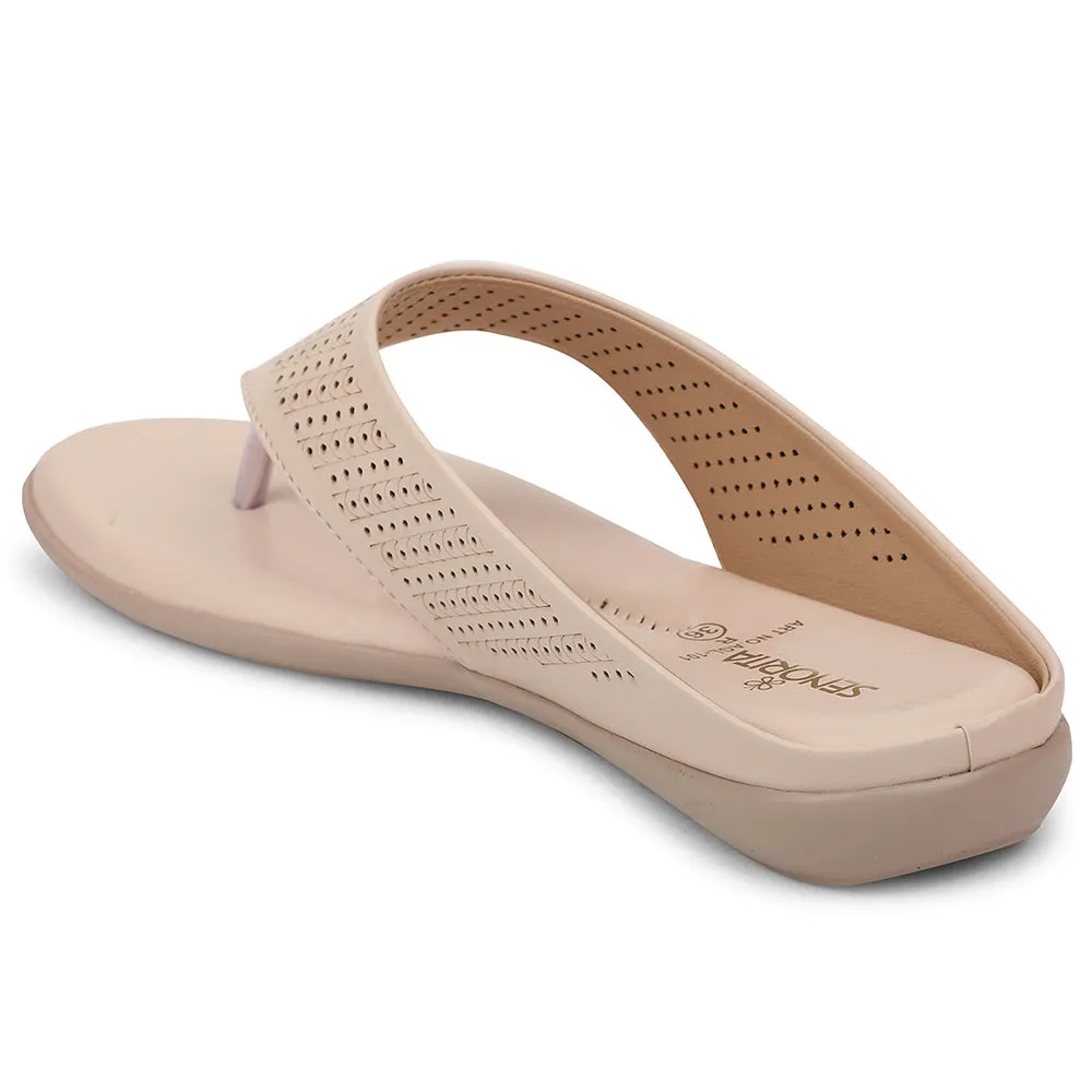 Senorita Cream Casual Slipper For Women AGL-101 By Liberty