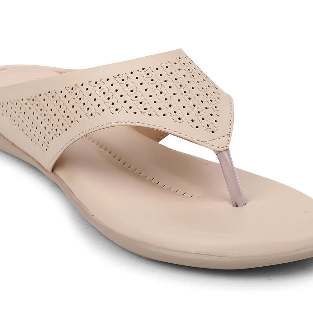 Senorita Cream Casual Slipper For Women AGL-101 By Liberty