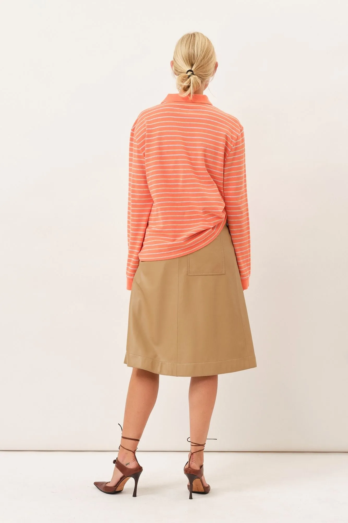 Serena Polo Shirt — Melon Stripe