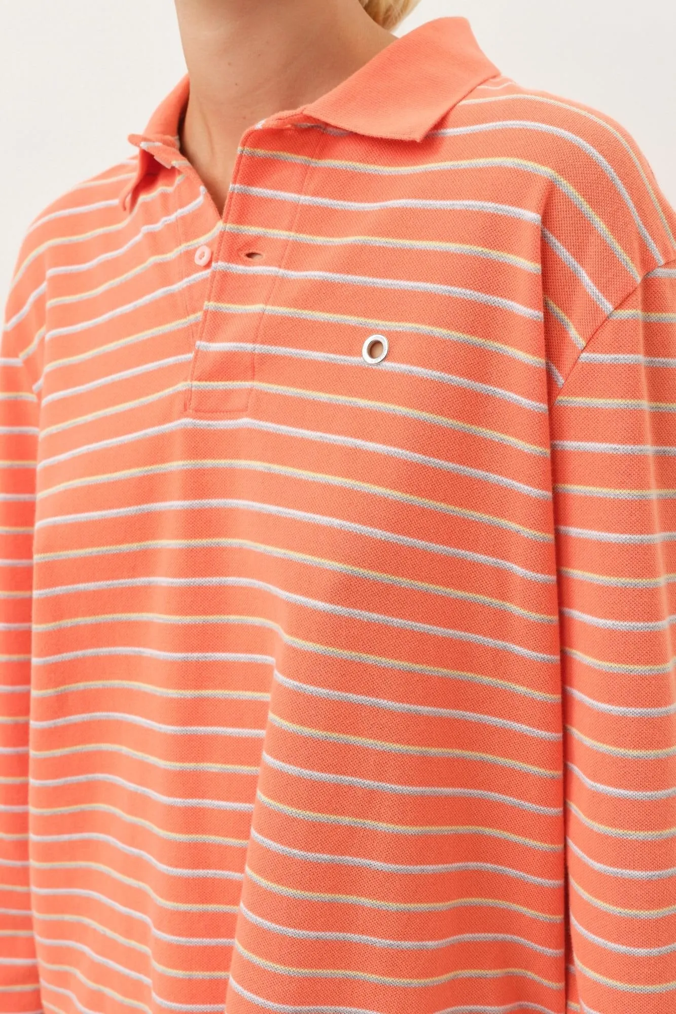 Serena Polo Shirt — Melon Stripe