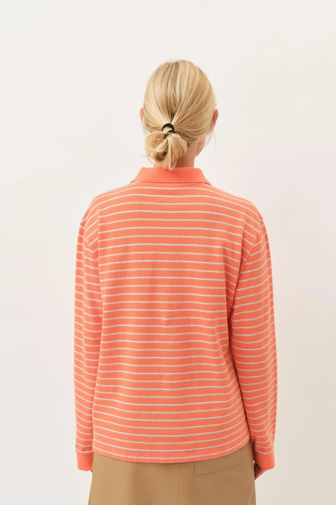 Serena Polo Shirt — Melon Stripe