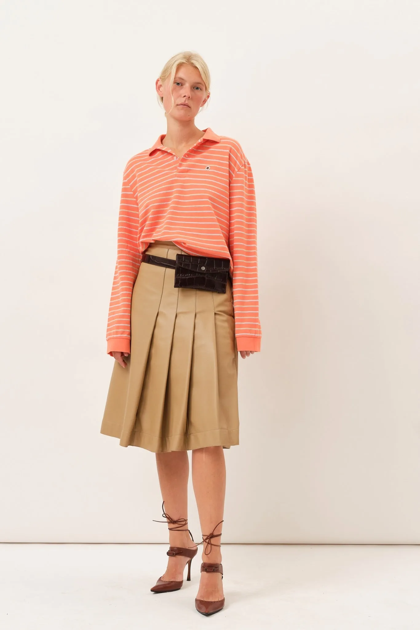 Serena Polo Shirt — Melon Stripe