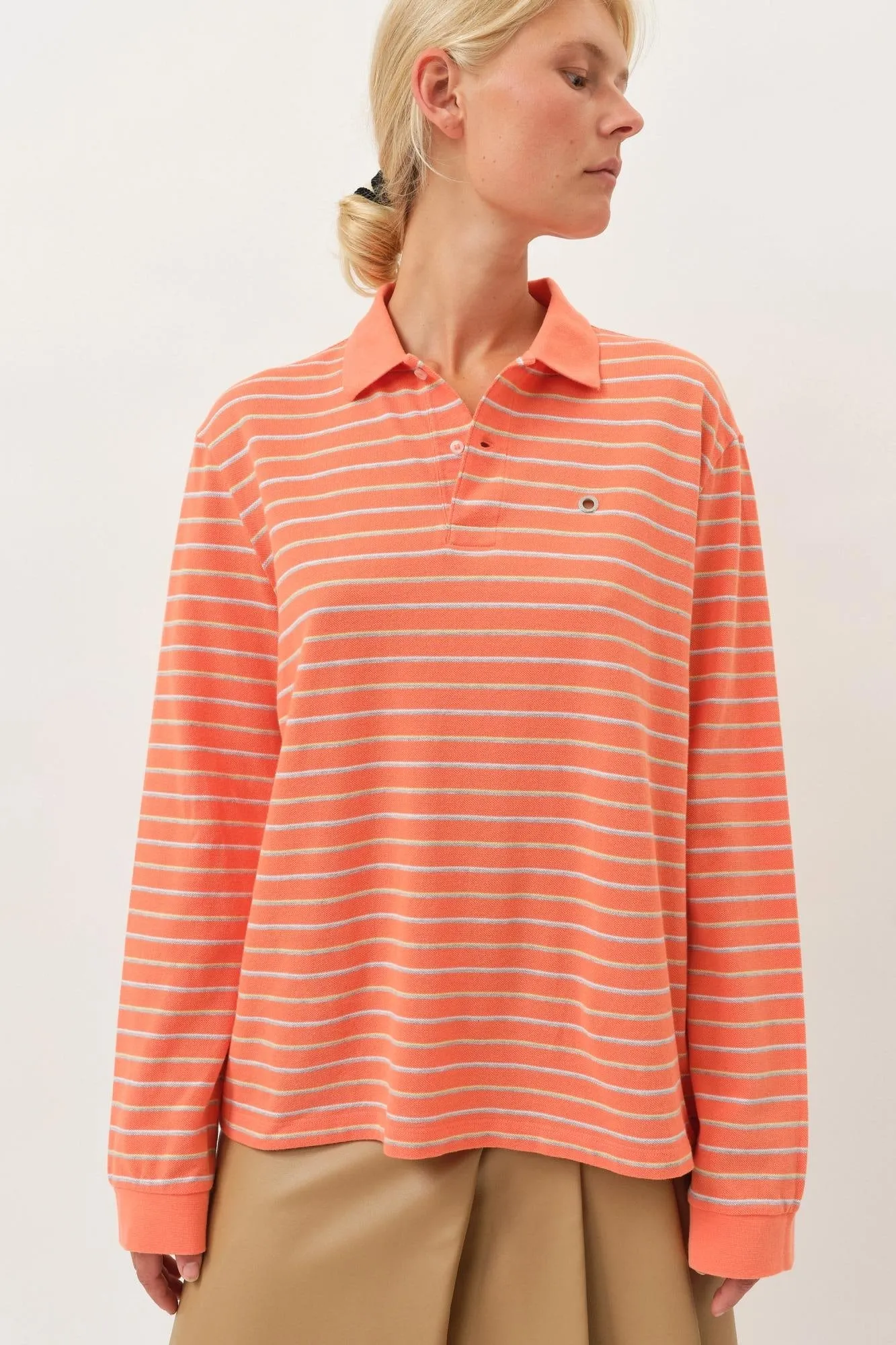 Serena Polo Shirt — Melon Stripe