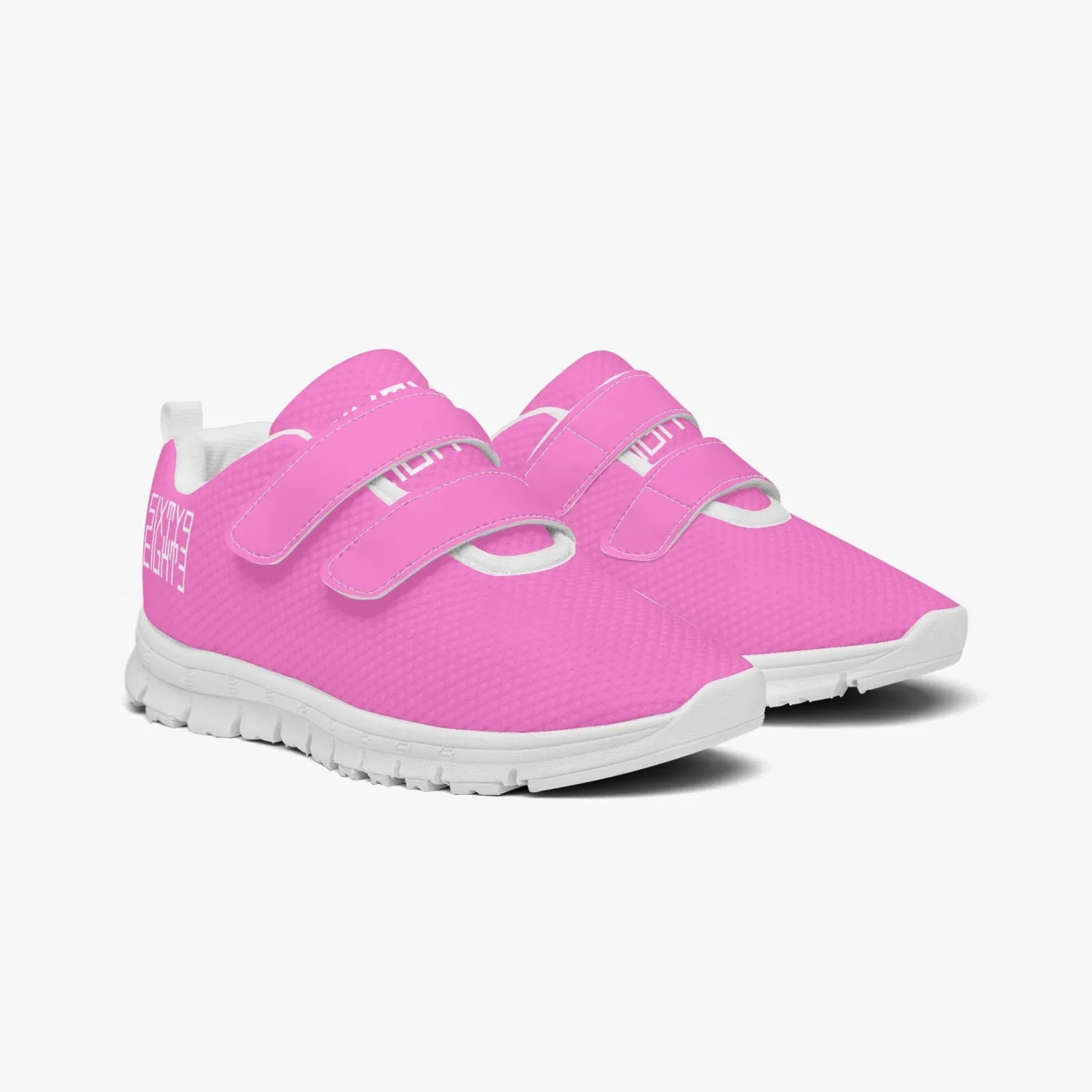 Sixty Eight 93 Logo White Pink Kids Lightweight Velcro Shoe