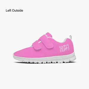 Sixty Eight 93 Logo White Pink Kids Lightweight Velcro Shoe