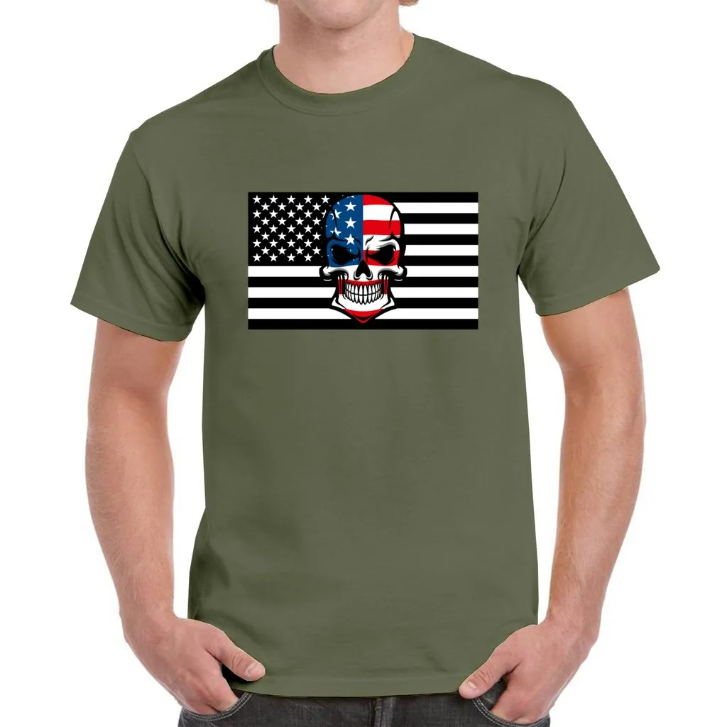 Skull Flag Men's Heavy Cotton T-Shirt - Ships from The US