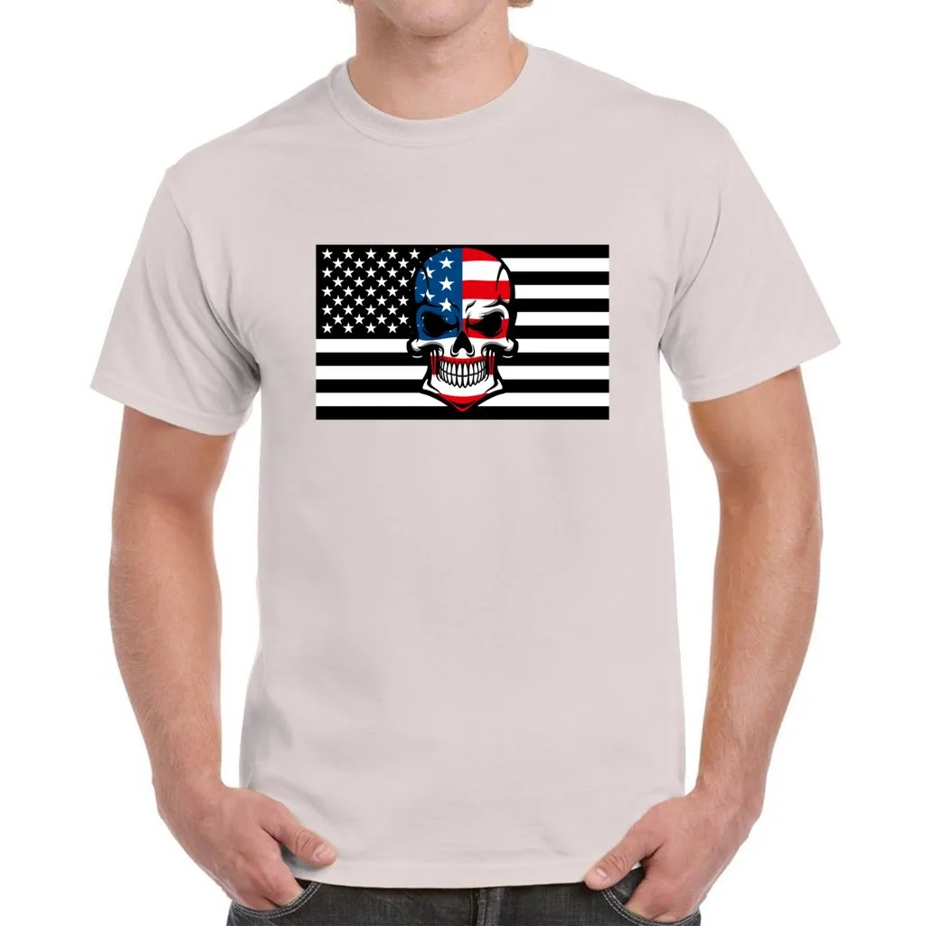 Skull Flag Men's Heavy Cotton T-Shirt - Ships from The US