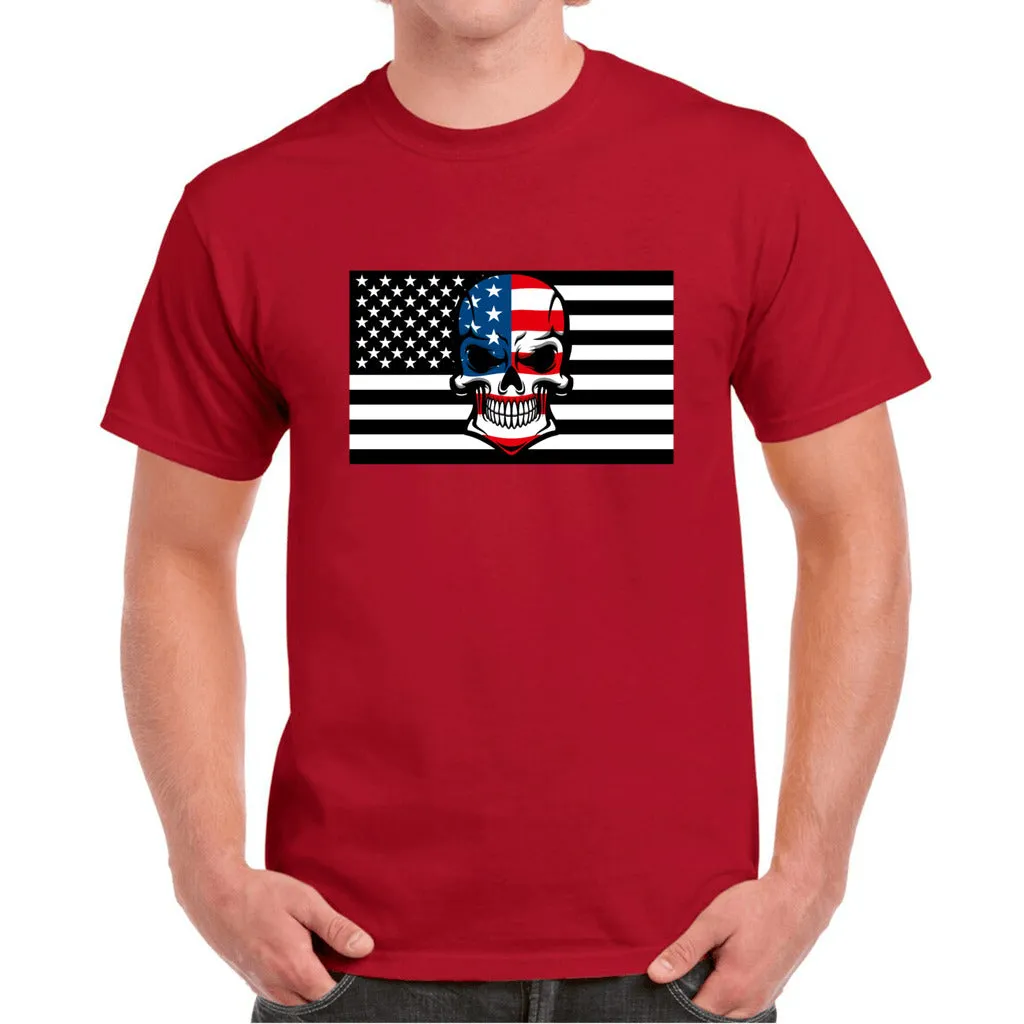 Skull Flag Men's Heavy Cotton T-Shirt - Ships from The US