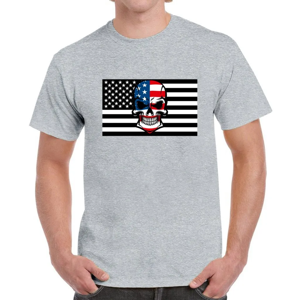 Skull Flag Men's Heavy Cotton T-Shirt - Ships from The US