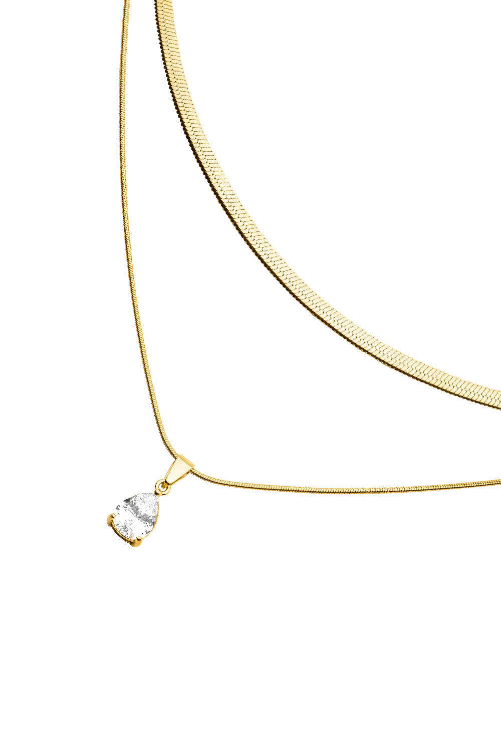 Sleek Teardrop Necklace 14K Gold Plated