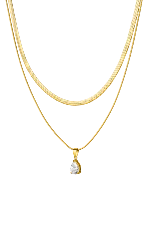 Sleek Teardrop Necklace 14K Gold Plated