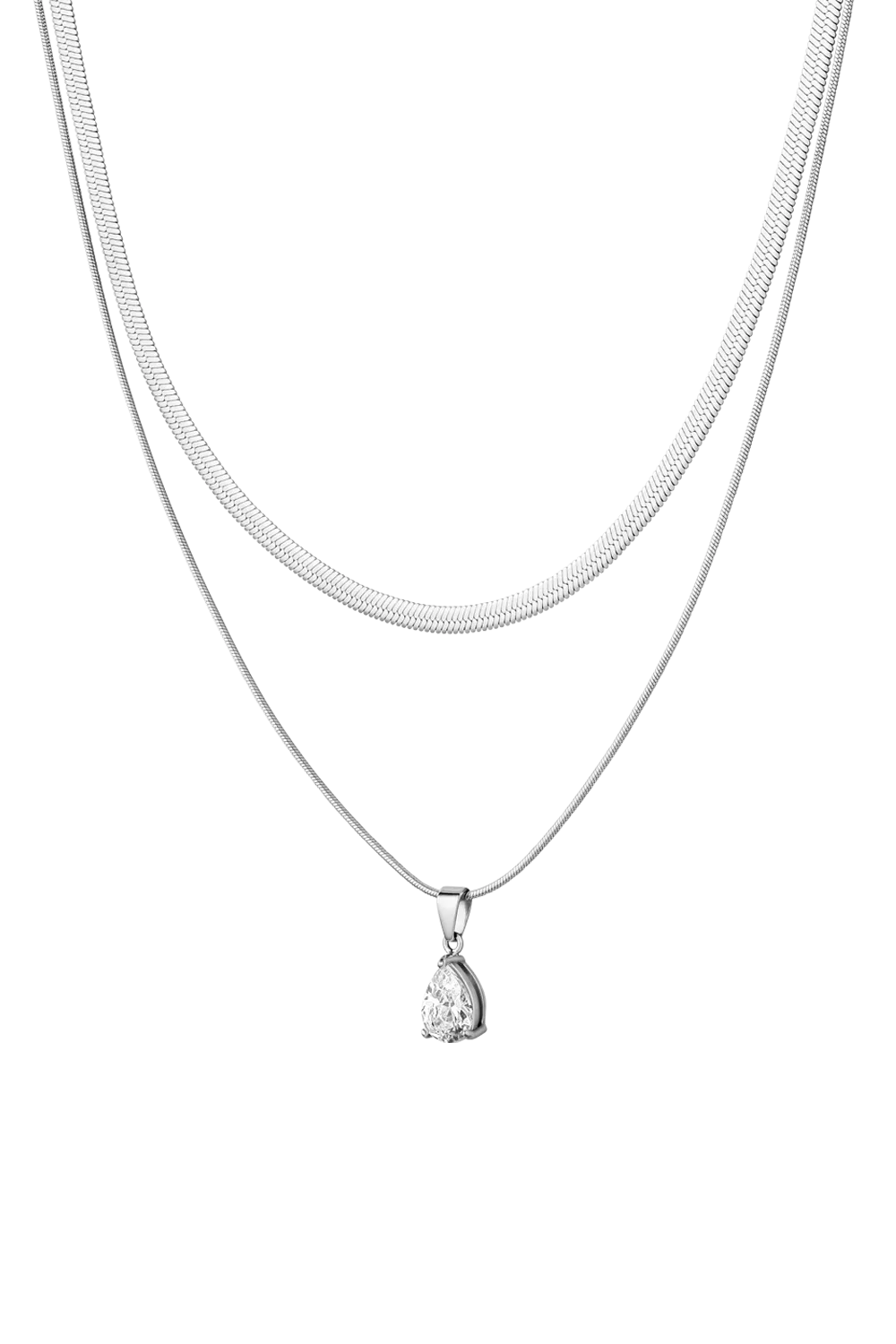 Sleek Teardrop Necklace Silver