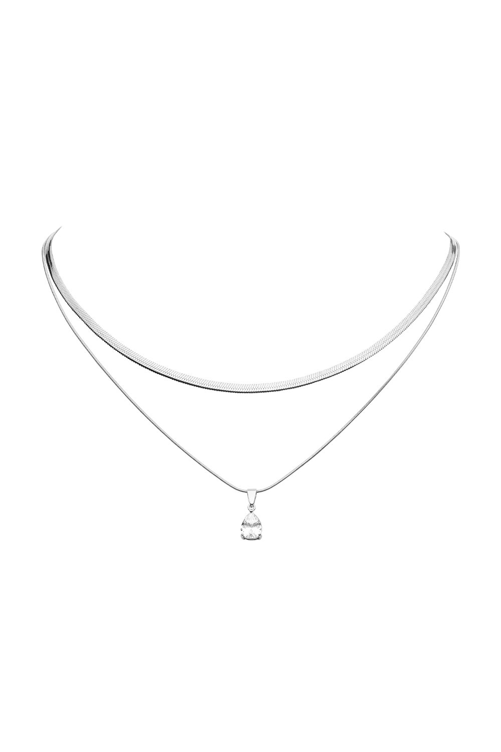 Sleek Teardrop Necklace Silver