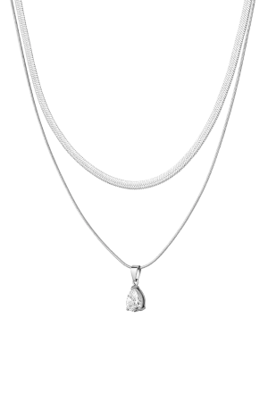 Sleek Teardrop Necklace Silver