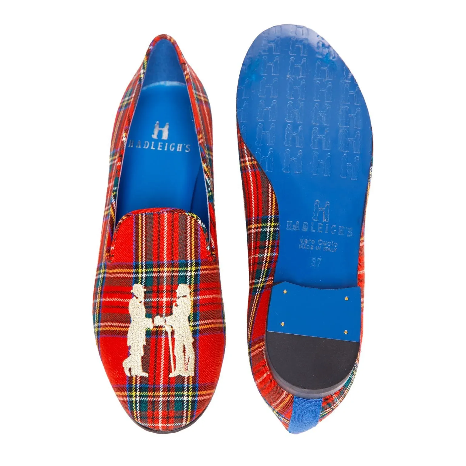 Slipper in Tartan with Gold Logo