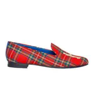 Slipper in Tartan with Gold Logo