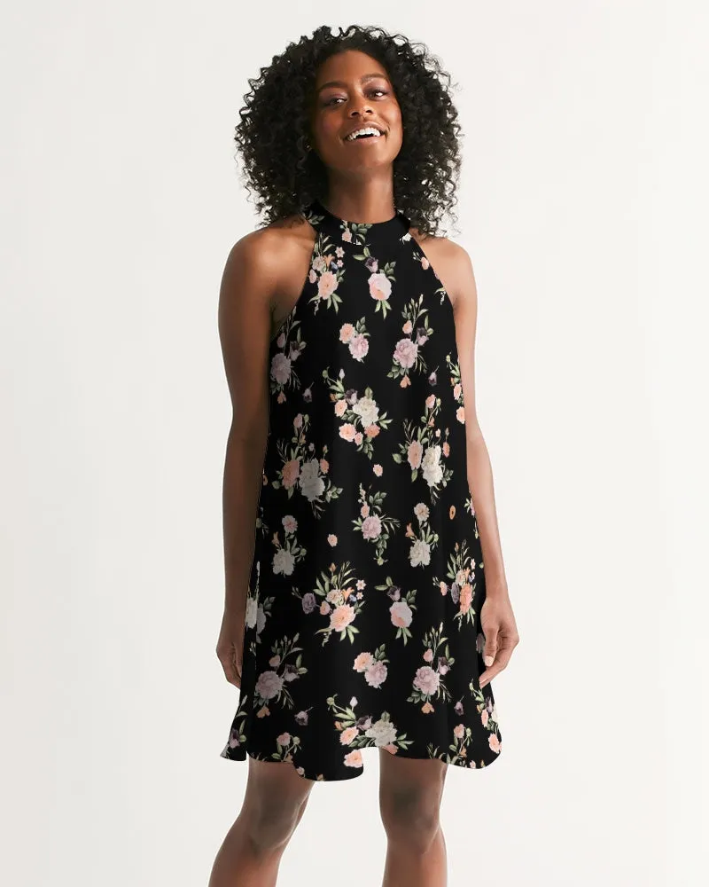 SMF Floating Bouquet Feminine Halter Dress