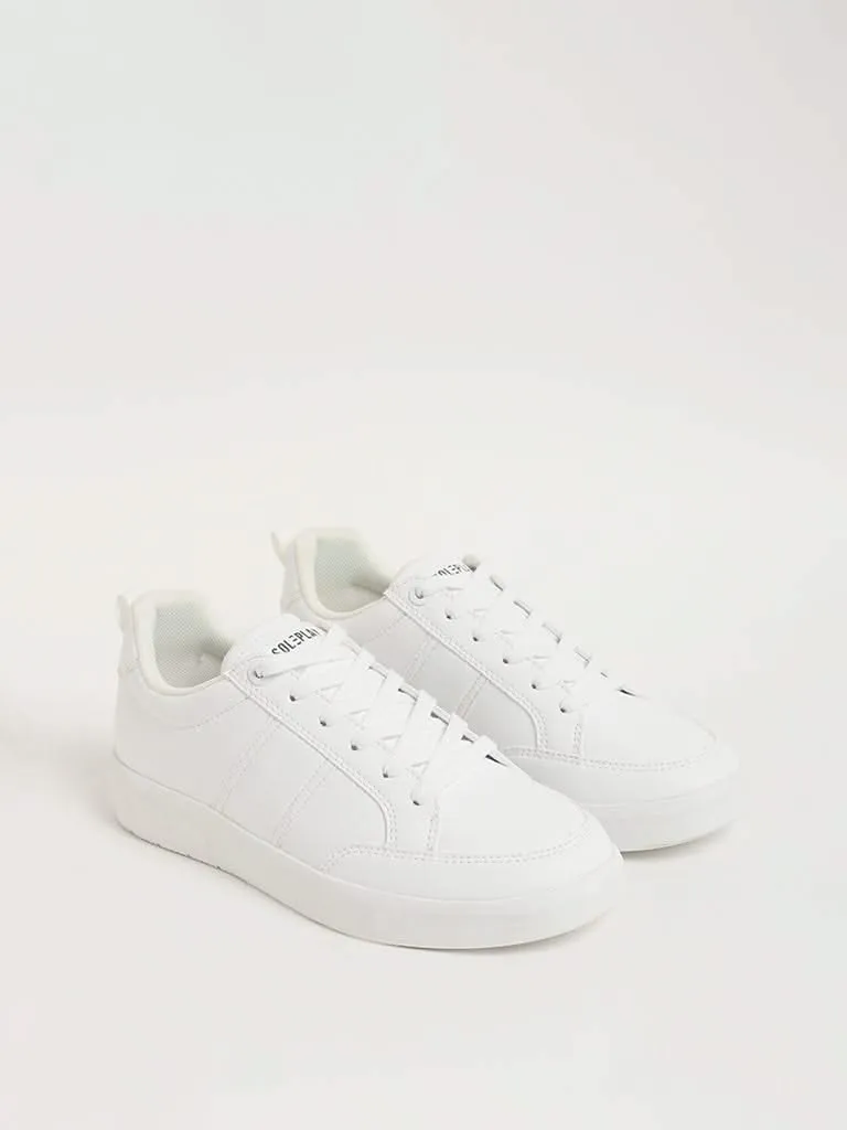 SOLEPLAY Lace-Up White Tennis Sneakers