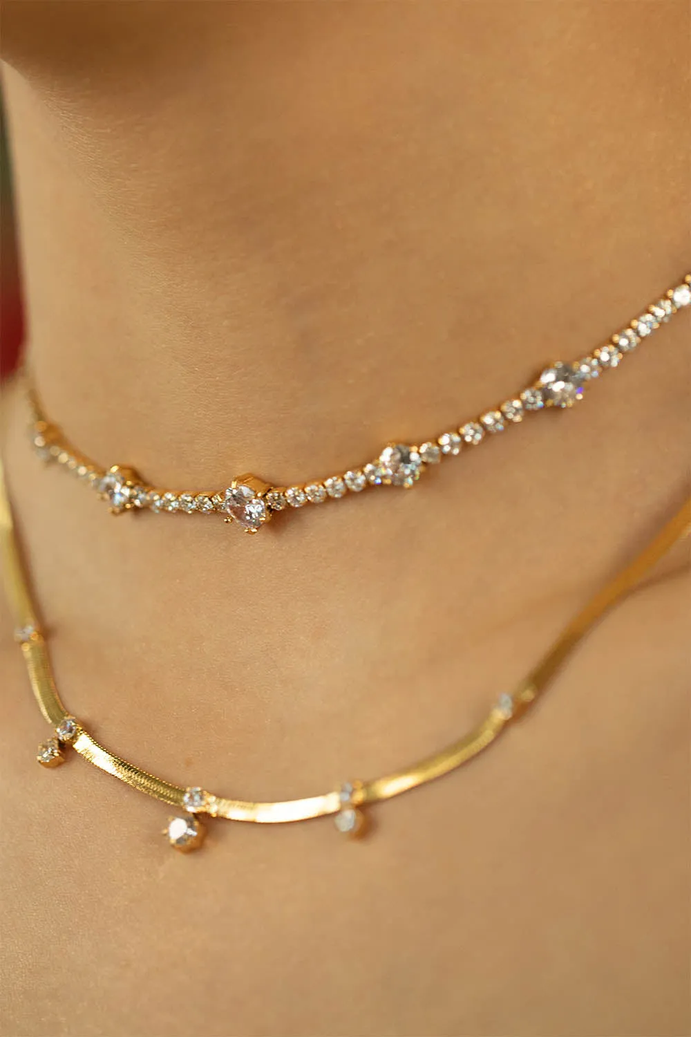 Sparkle Sleek Necklace 14K Gold Plated