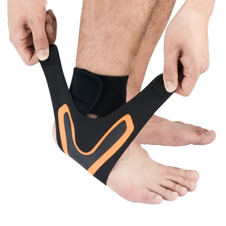 Sports Compression Anti-Sprain Ankle Guard Outdoor Basketball Football Climbing Protective Gear, Specification: S, Right Foot (Black Orange)