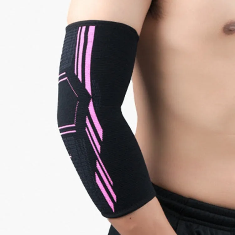 Sports Elbow Pads Breathable Pressurized Arm Guards Basketball Tennis Badminton Elbow Protectors, Size: L  (Black Pink)