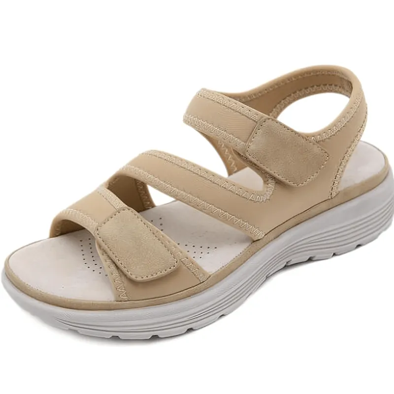 Sporty Flexible Women's Open-Toe Flat Sandals with Fasteners - SF0982