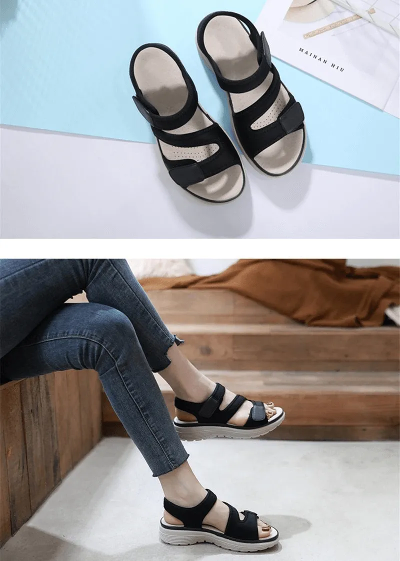 Sporty Flexible Women's Open-Toe Flat Sandals with Fasteners - SF0982