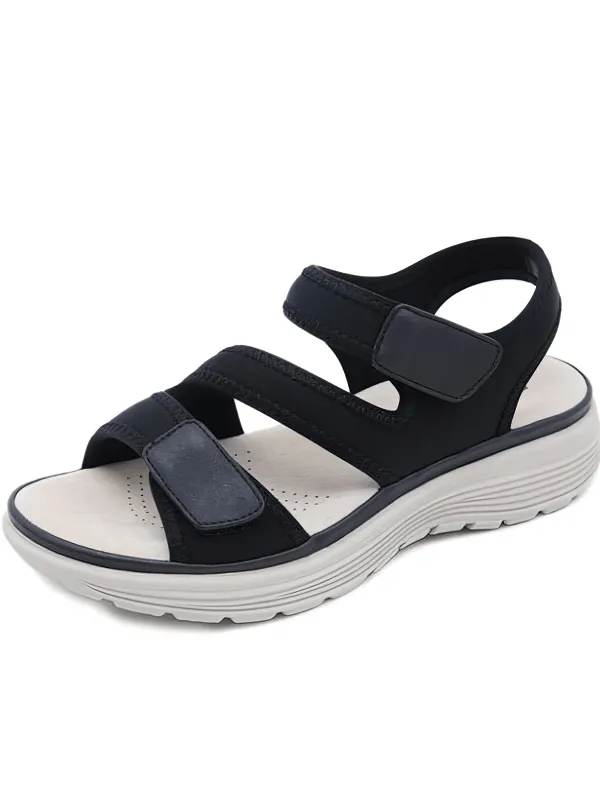 Sporty Flexible Women's Open-Toe Flat Sandals with Fasteners - SF0982